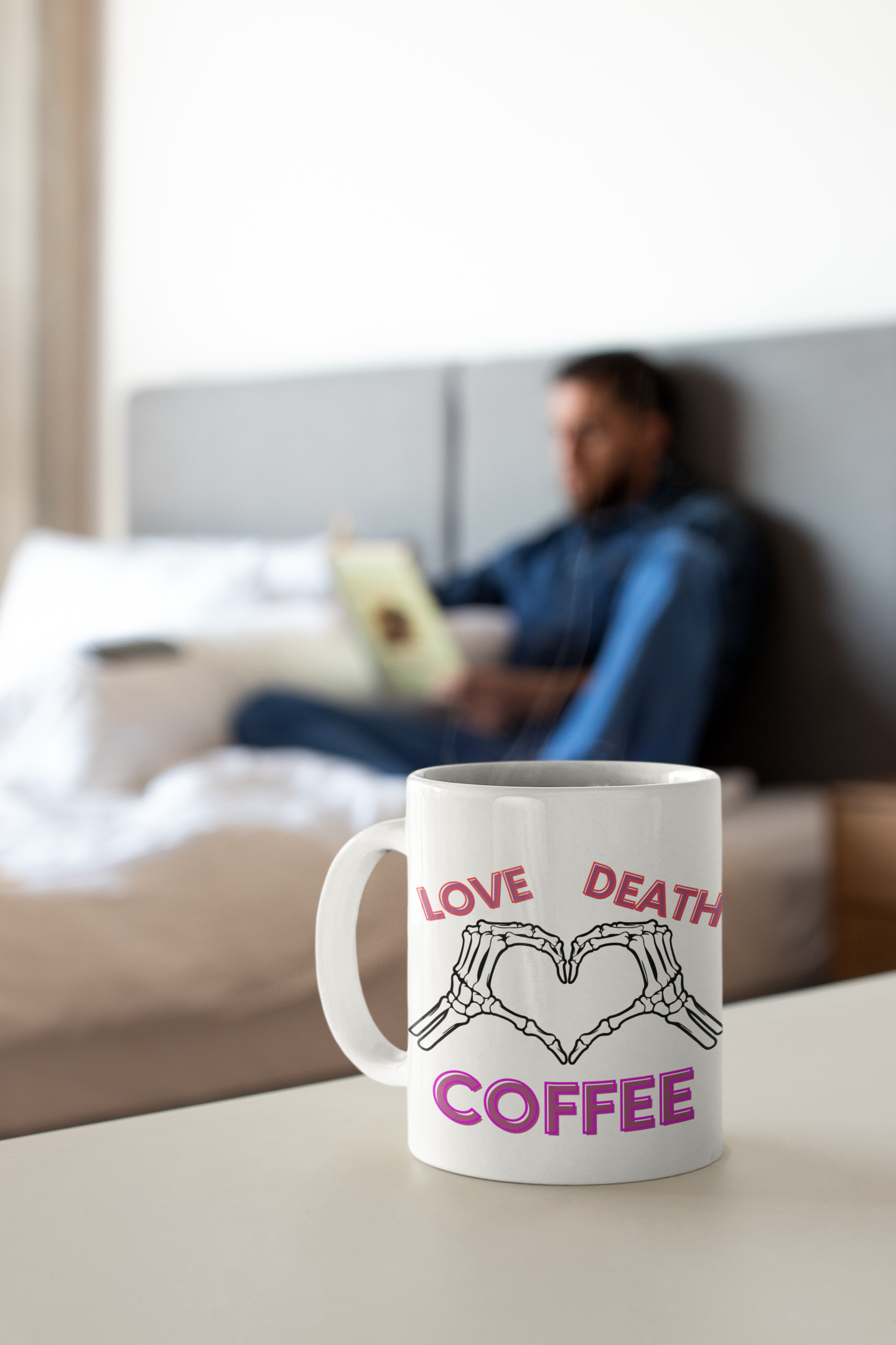 Love, Death, Coffee: Gothic Skeleton Coffee Mug