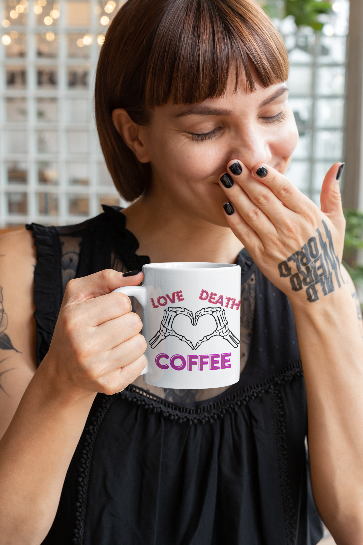 Love, Death, Coffee: Gothic Skeleton Coffee Mug